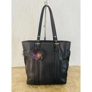 Coach Gallery medium tote black shoulder leather bag 8E92